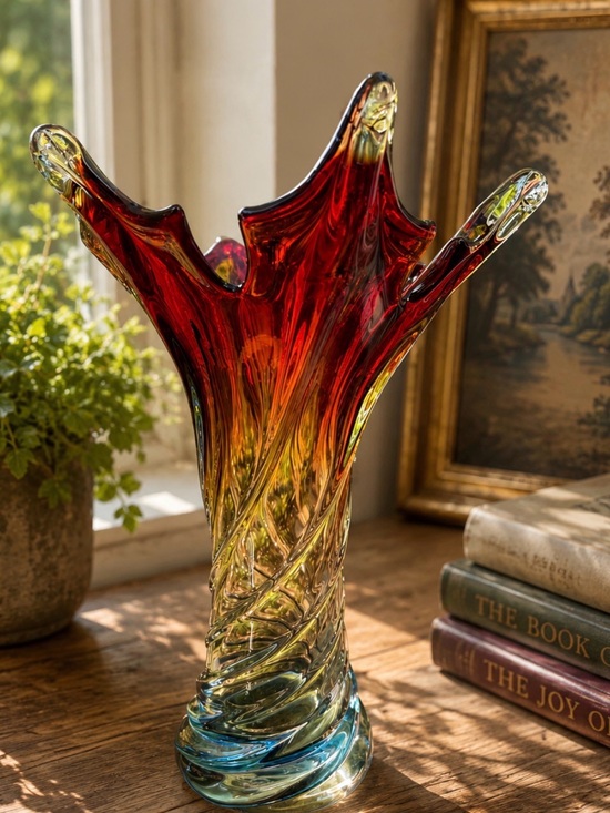 vinatge Other - Mid Century Modern Murano inspired Czech colored ombré glass vase